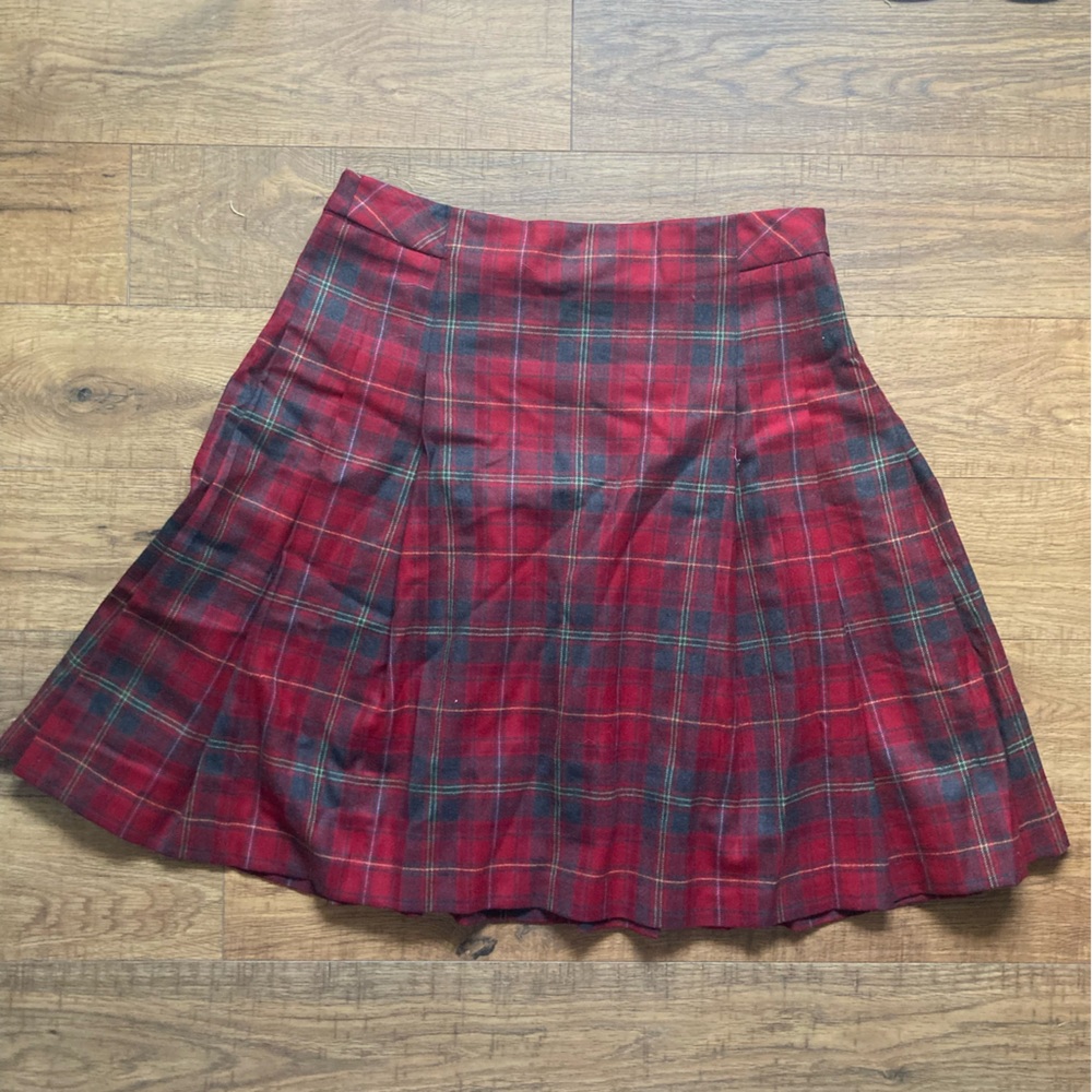 Pendleton Authentic Wool Plaid Pleated Red Mid Th… - image 1